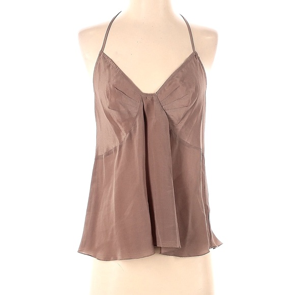 Intimately Free People Beige T-Back Toe Neck Sleeveless Silk Tank‎ Top S - Picture 1 of 7